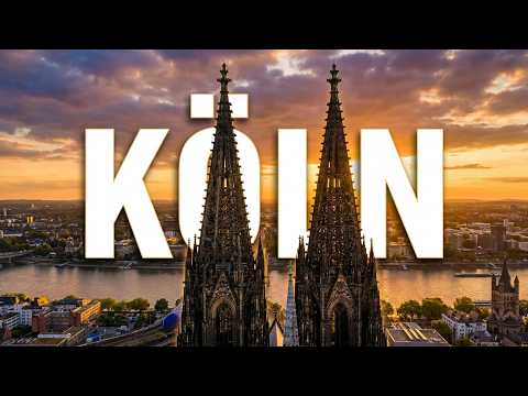 Cinematisch luchtbeeld rond de Kölner Dom in Keulen.